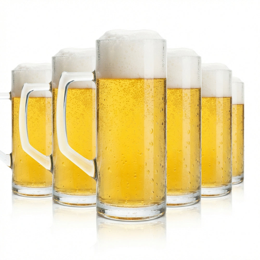 6x kufel do piwa 0.5l szkło Seidel "Reno" Borgonovo kufel z rączką