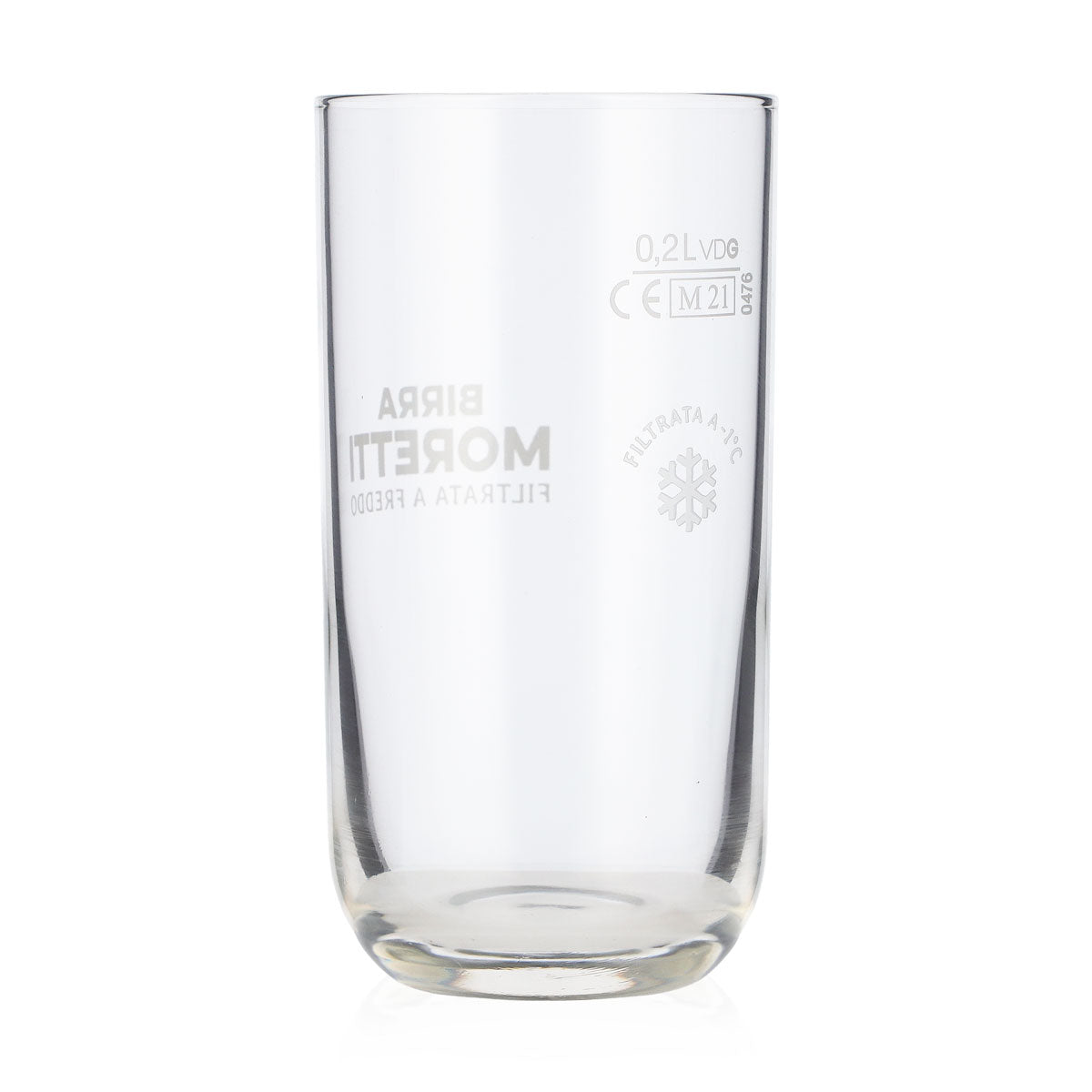 6 szklanek do piwa Birra Moretti, pojemność 0,2 l, model tumbler, z białym napisem na dnie, okrągłe (zestaw 6 sztuk) – Widok 3