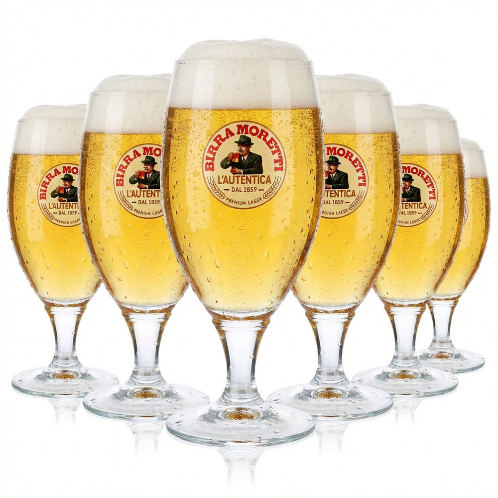 6x Birra Moretti Szklanki do piwa 0,4 l Kielichy o wypukłym kształcie