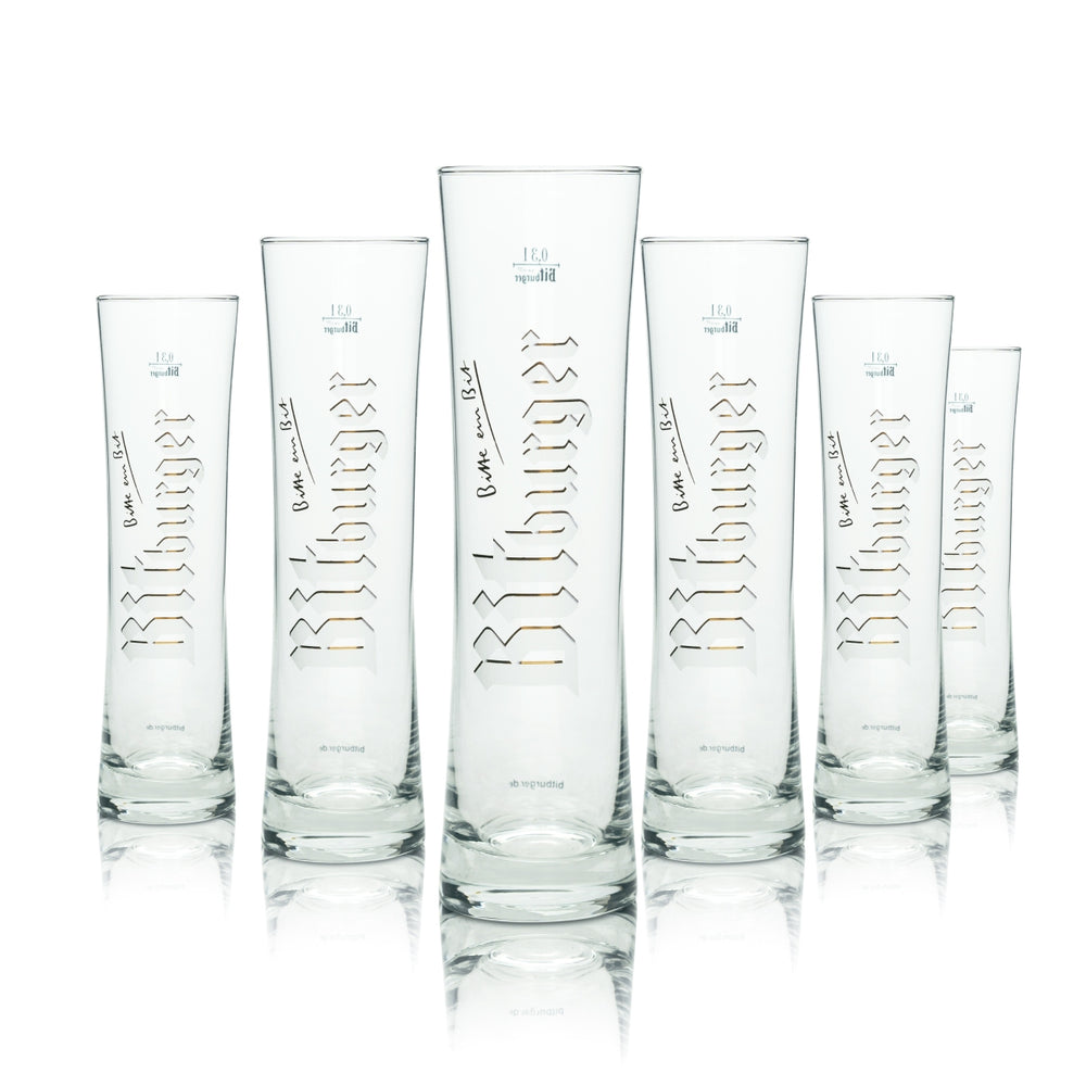6x Bitburger Szklanka do Piwa 0,3l Kufel Sahm Willi Szklanki Pils Tumbler Kubek Tulipan