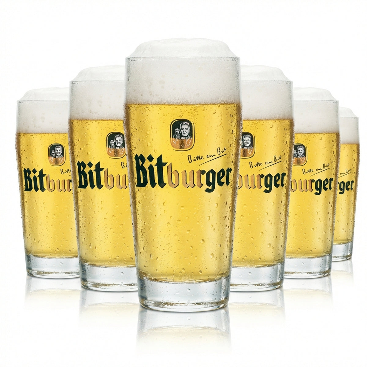 6x Bitburger Szklanka do Piwa 0,3l Willi Becher Sahm Pils Szklanki Willy Cup Brewery Bar