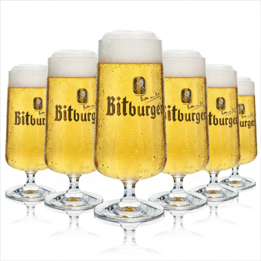 6x Bitburger Beer Glass Exclusiv Goblet 500ml rastal