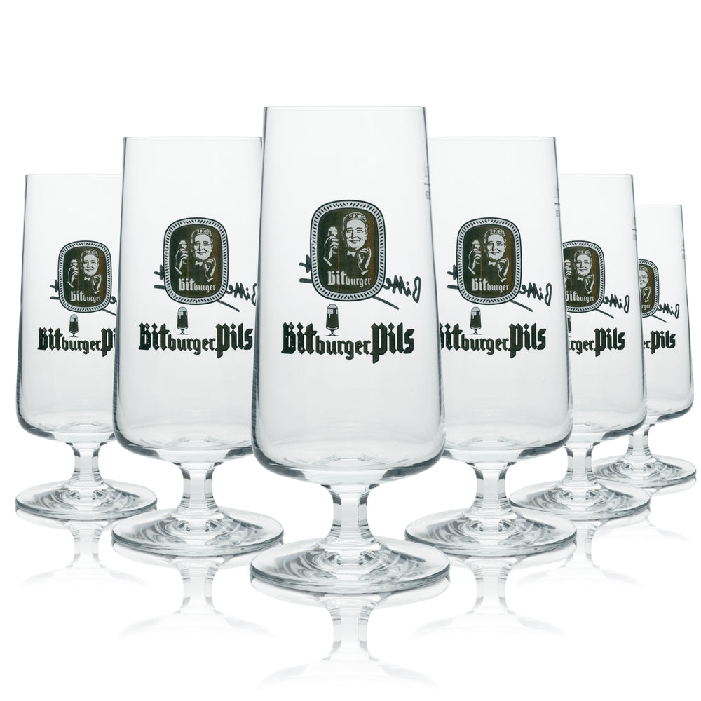 6 szt. szklanek do piwa Bitburger Pils „Bitte ein Bit” w kolorze rastal, 300 ml