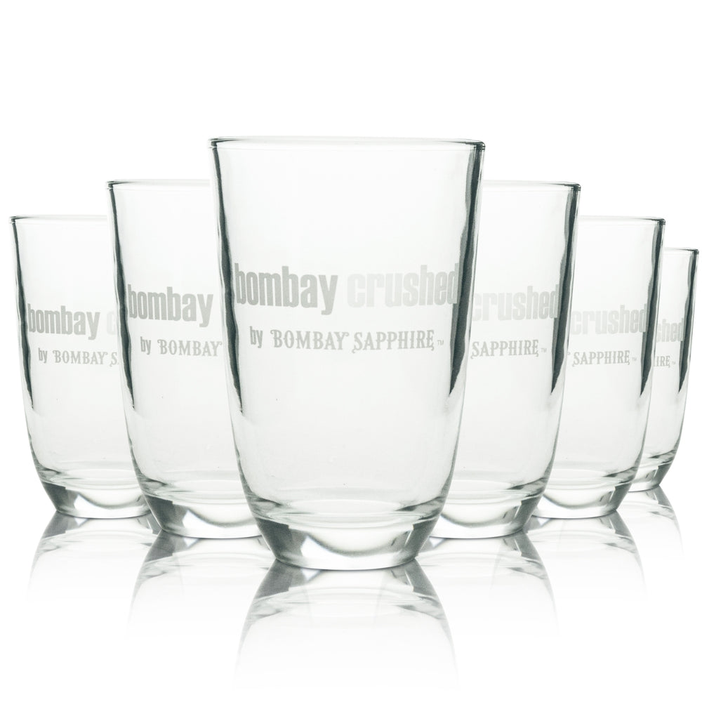 6x Bombay Glass 0,42l Sapphire Gin Tonic Tumbler Glasses Crushed Edition