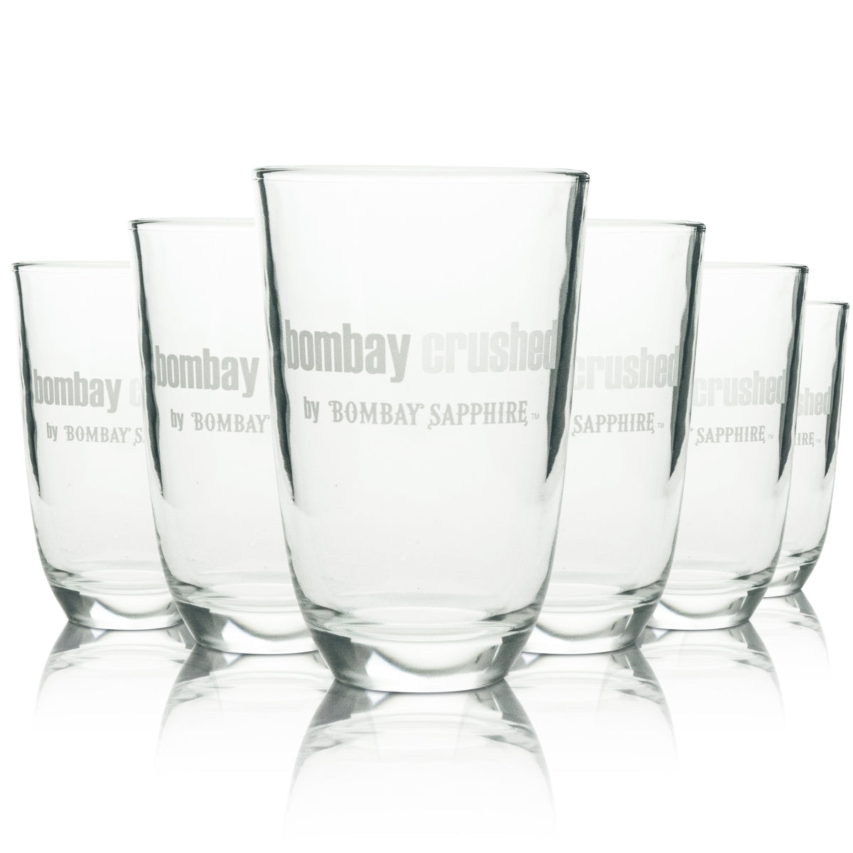 6x Bombay Glass 0,42l Sapphire Gin Tonic Tumbler Glasses Crushed Edition