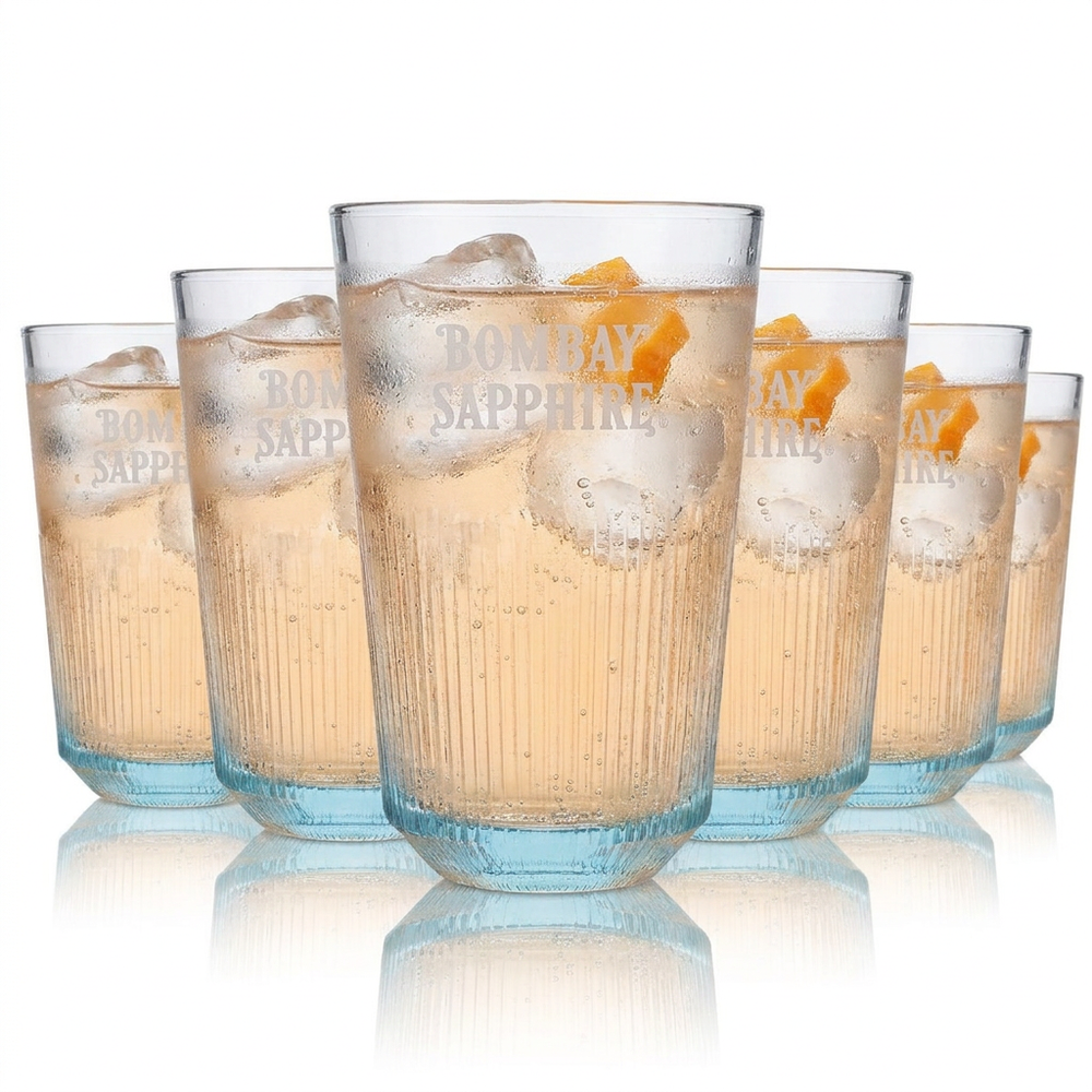 6x Bombay Sapphire szklanka do ginu 0,35l konturowa logdrink szklanki do ginu i toniku szklanki do koktajli