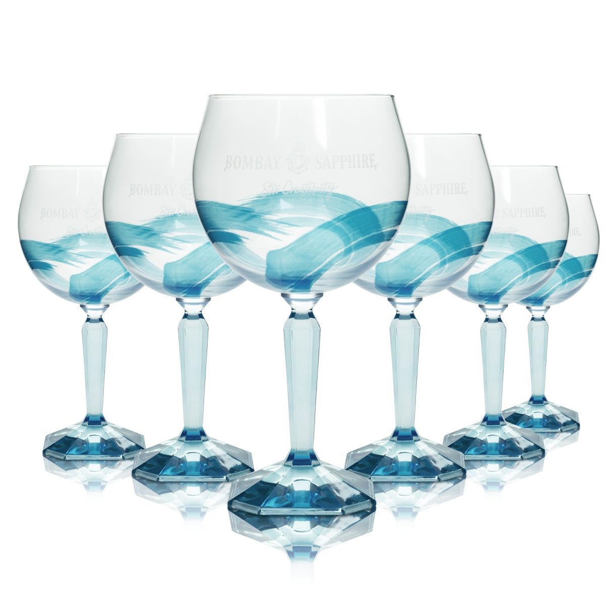 6x Bombay Sapphire Gin Glass Stir Creativity 68cl Glasses Special Edition Balloon Bar – Widok 3