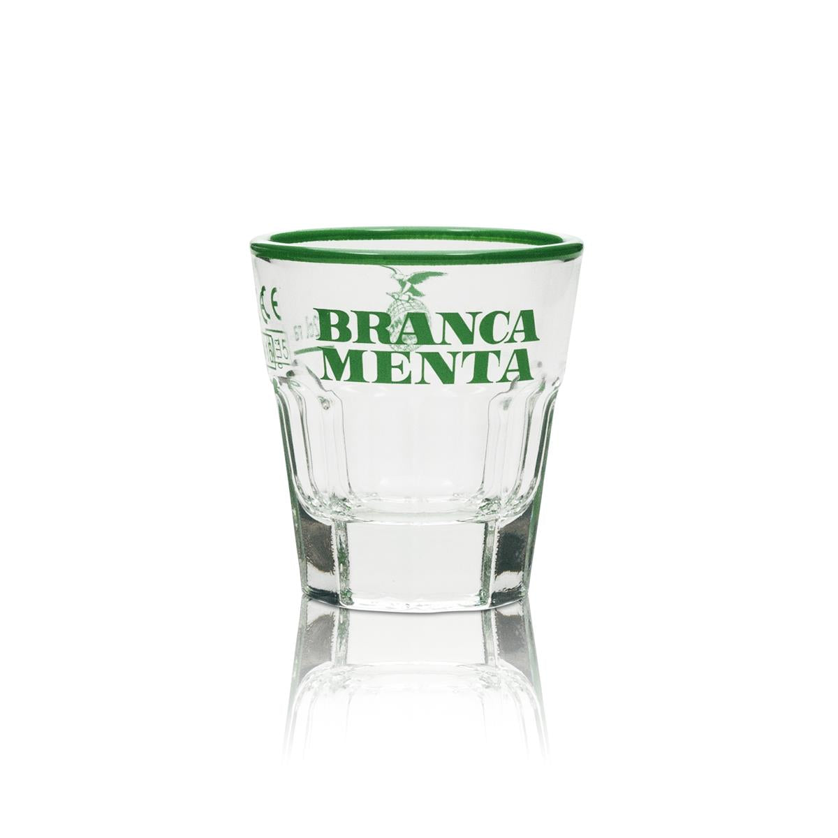 6x Branca Menta kieliszek do likieru 2cl shot z zieloną obwódką – Widok 2