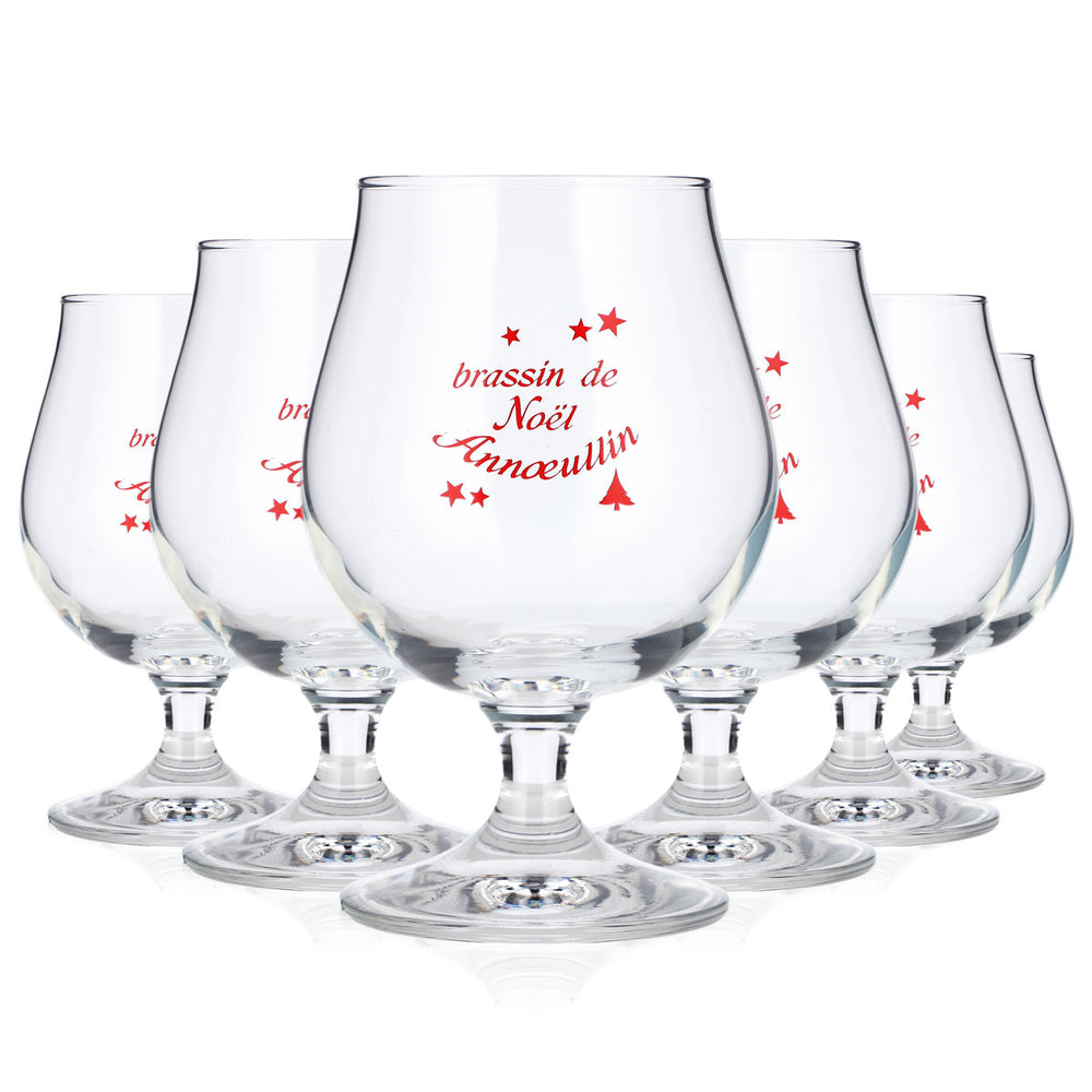 6 szt. szklanek do piwa „Brassin de Noel Annoeullin” o pojemności 0,35 l (kielich)