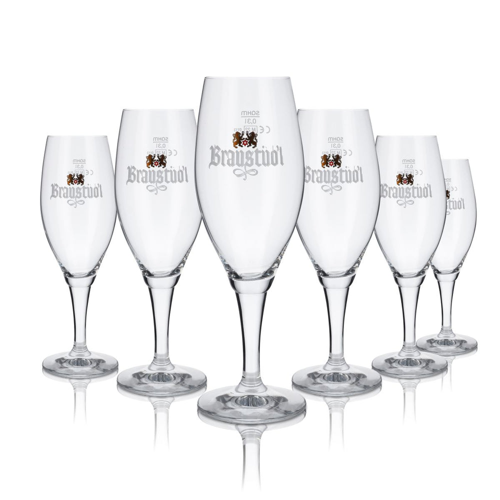6x Braustübl Glass 0.3l Goblet Pils Tulip Zestaw szklanek do piwa Darmstädter Brauerei