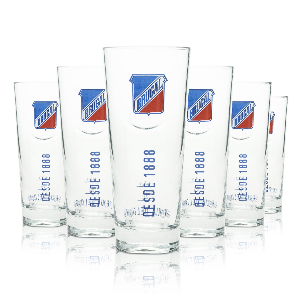6x Brugal Rum Glass Longdrink Desde 1888 4cl Rastal