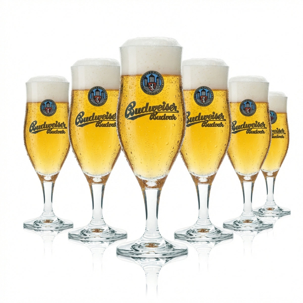 6x szklanka do piwa Budweiser 0,2 l Puchar Verona Budvar Szklanki Beer Browar Tulipan Bar