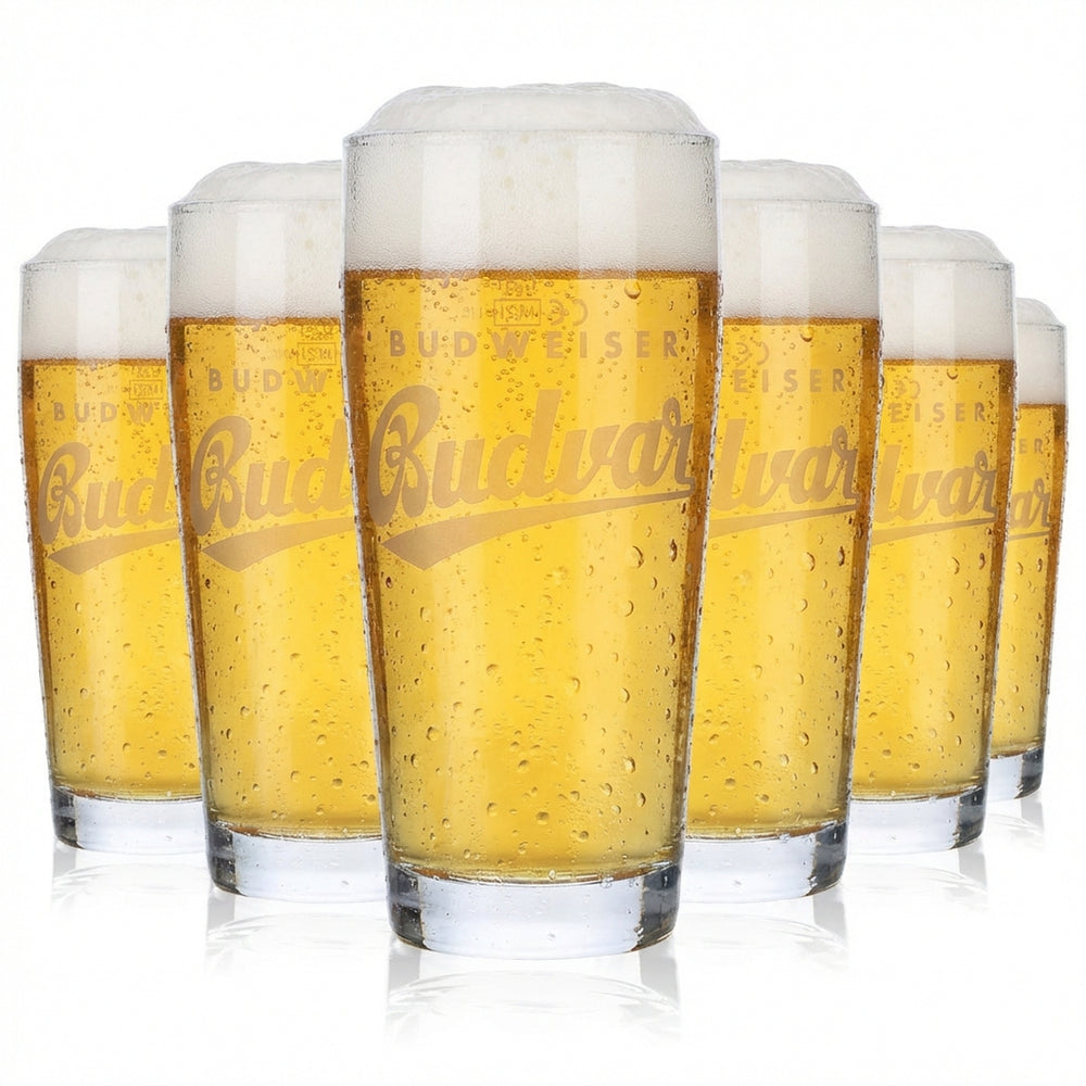 6x szklanki do piwa Budweiser Szklanki do piwa Kubki 0,3 l Budvar Satynowane logo