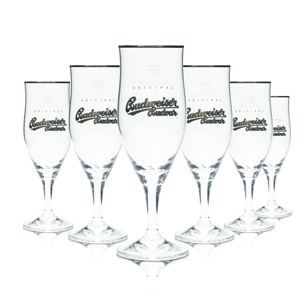 6x szklanka Budweiser 0,2l goblet tulipan złota obręcz Budvar Czech Lager Pils Szklanki do piwa