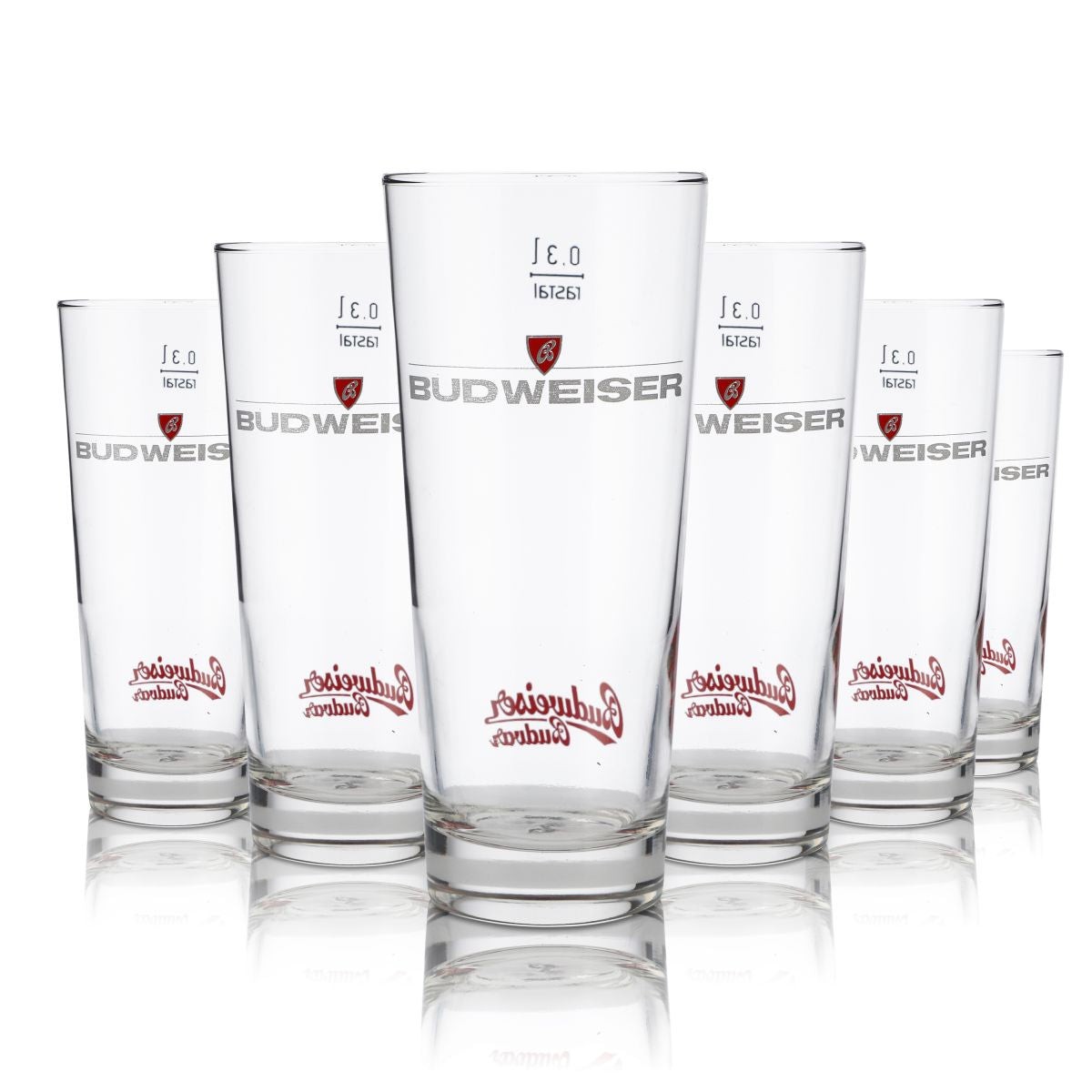 6x Budweiser Glass 0,3l Szklanka do piwa Willi Mug Budvar Zestaw Szklanek Browar Gastro