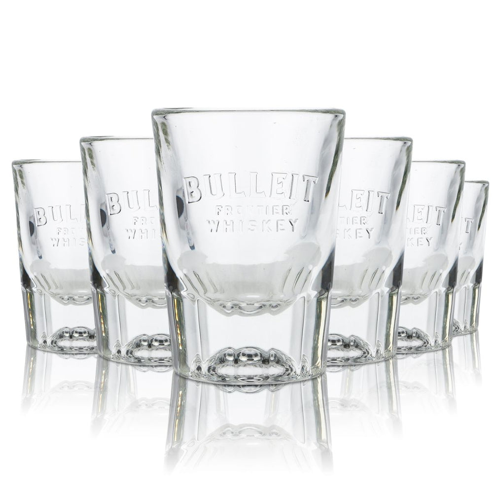 6x Bulleit Frontier Glass 5cl Whisky Stamper Short Shot Glass Set Pub Bar