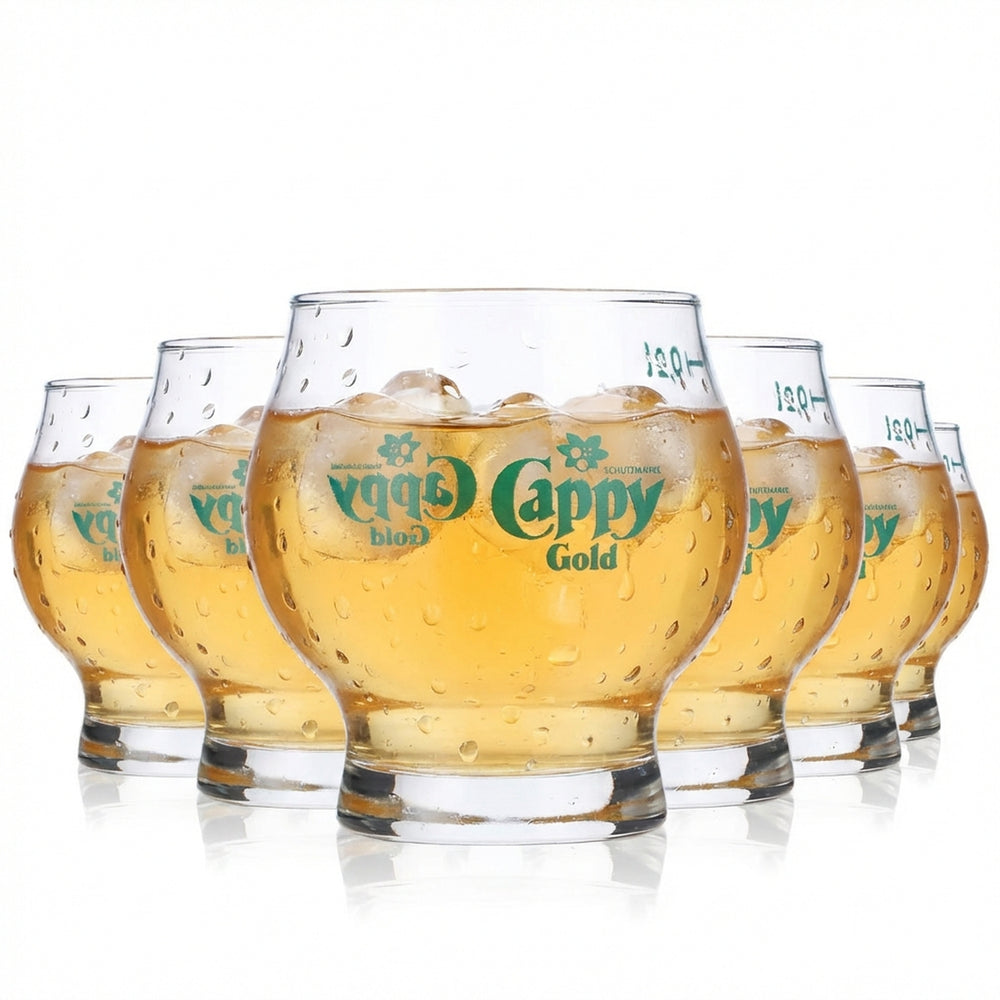 6x Cappy Szklanki do soku Szklanki do soku Szklanki do owoców 0,2 l Kubki okrągłe z wybrzuszeniem