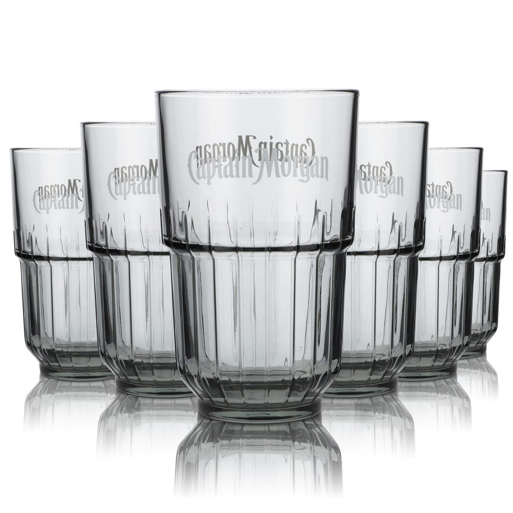 6x szklanka Captain Morgan LinQ 0,4l zestaw szklanek do napojów z reliefowym szlifem w kolorze czarnym