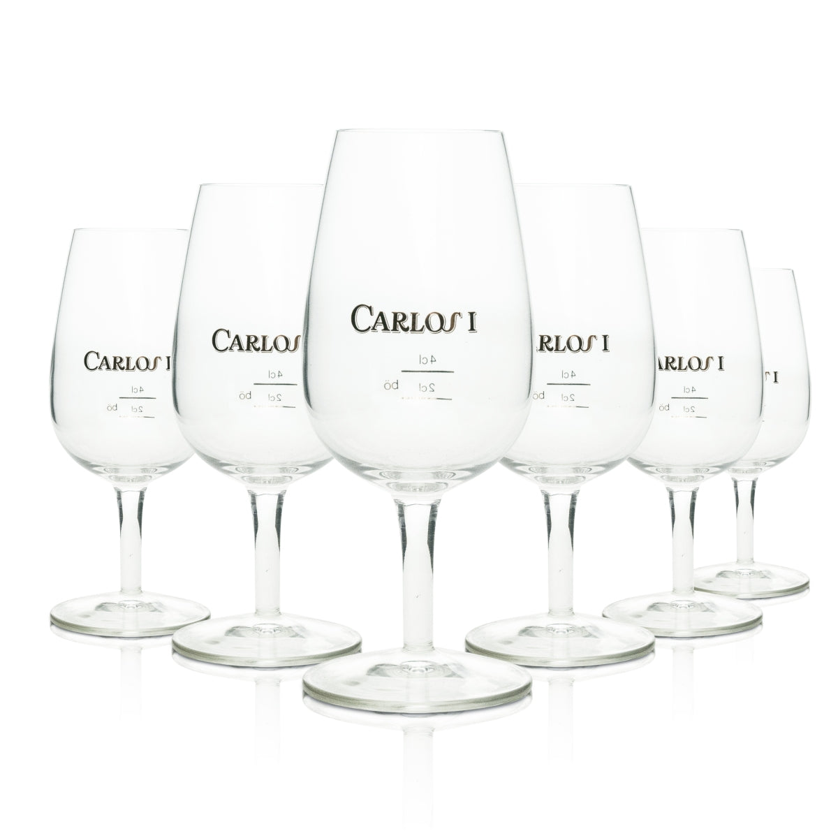 6x Carlos Brandy Glass Tasting Logo Gold 4cl Böckling