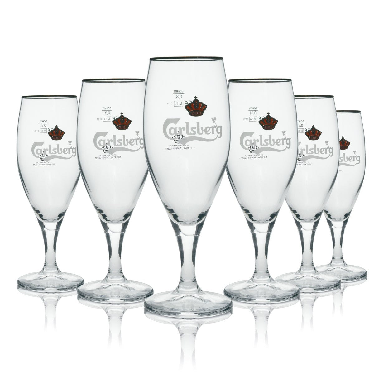 6x szklanka do piwa Carlsberg 0,3l złota obręcz Sahm