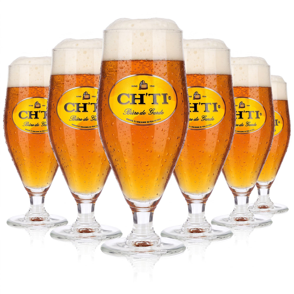 6 szklanek do piwa CH TI o pojemności 0,25 l, szklanki pucharowe, szklanki do piwa Bière de Garde (zestaw 6 sztuk)