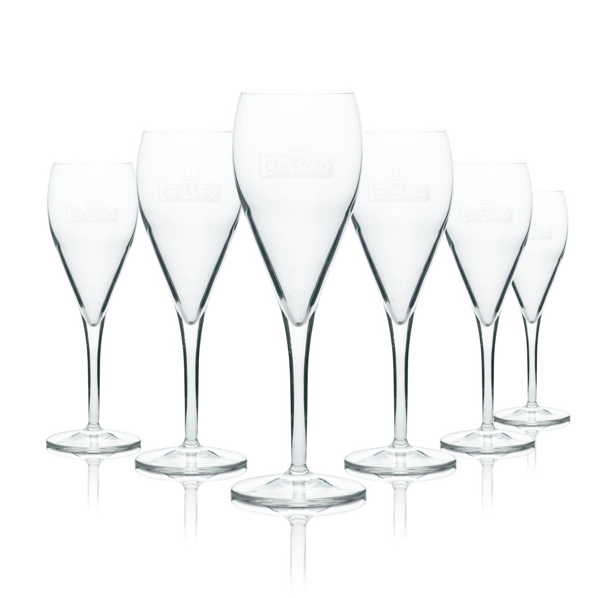 6x Cinzano aperitif kieliszek do szampana logo flet biały