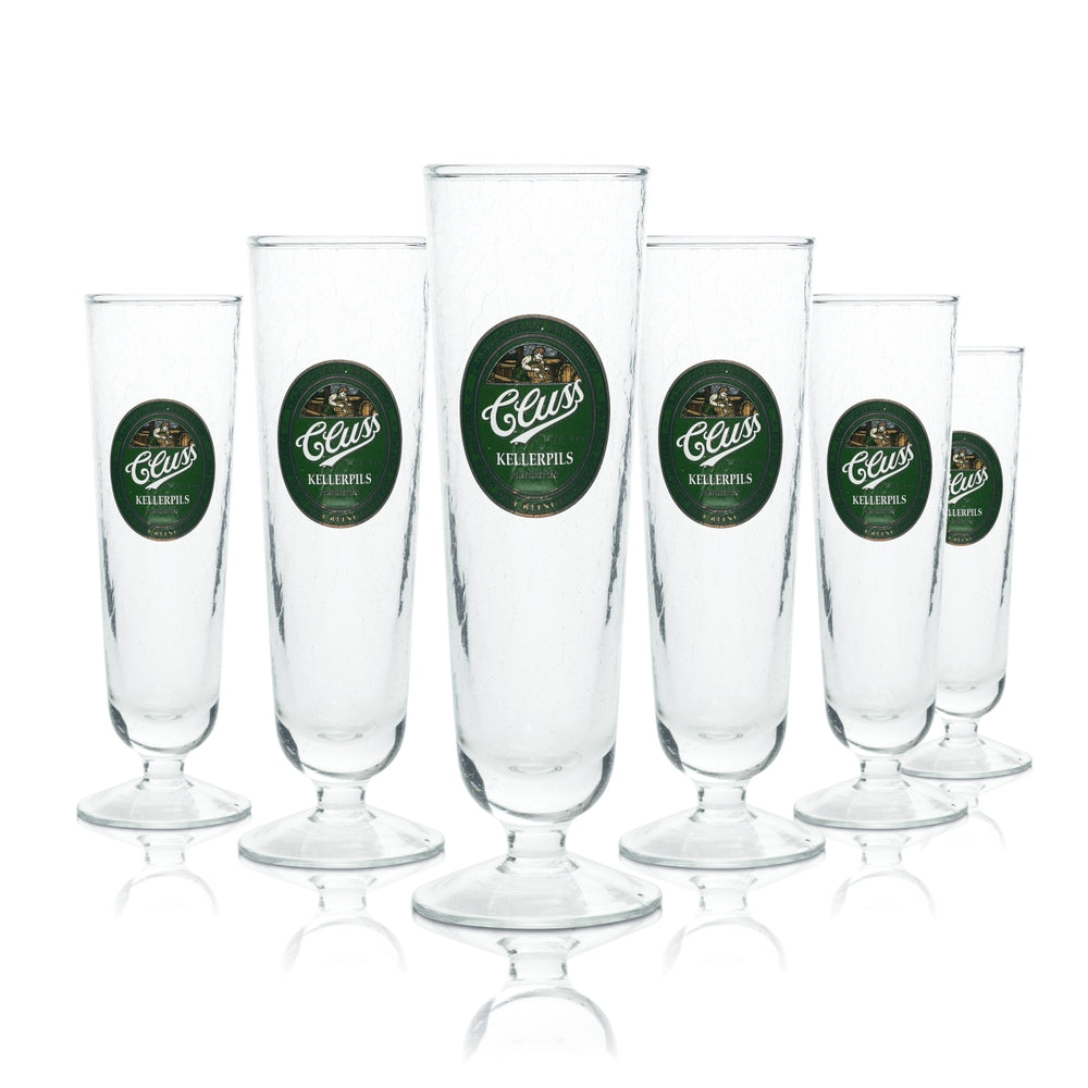 6x Cluss Beer Glass 0.3l Goblet Ice Glass Pils Glasses Tulip Milk Glass Frosted Brewery