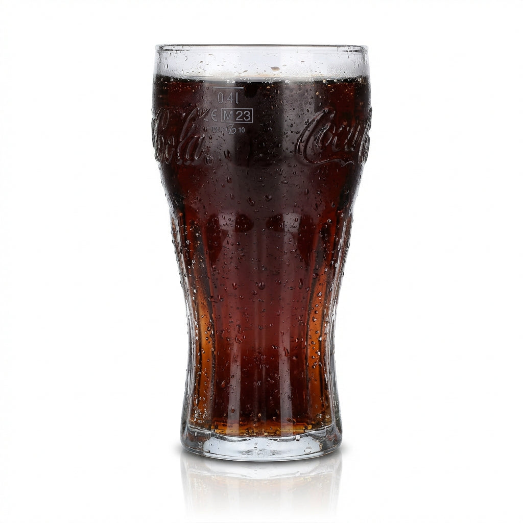 6x Coca Cola Konturglas 0,4 l Napoje bezalkoholowe Szklanki do lemoniady Zestaw Reliefowy napis Ikoniczny – Widok 2