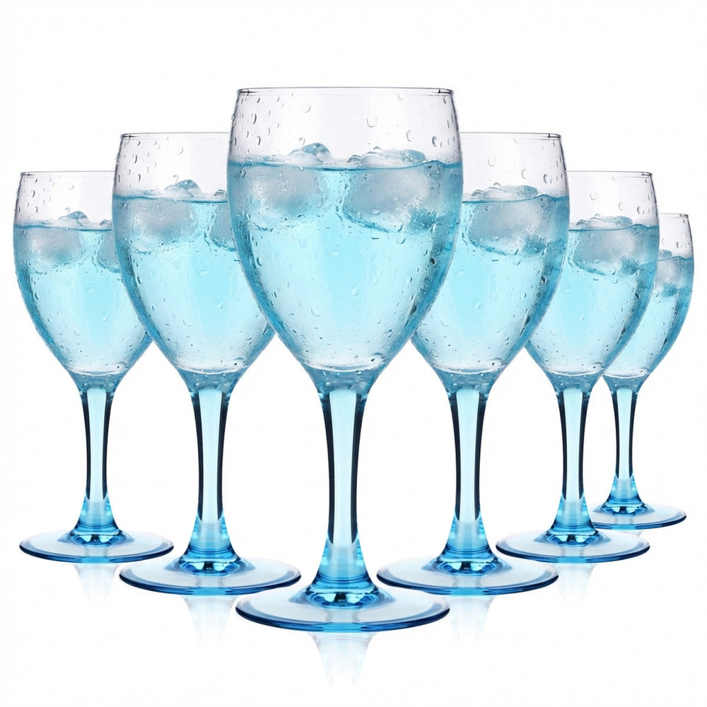 6x Cool Blue Szklanki do wody 0,19 l Szklanki do wody Kielich Niebieska podstawa