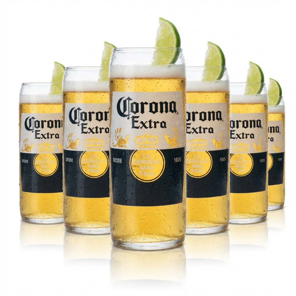 Zestaw 6 szklanek do piwa Corona o pojemności 0,5 l – eleganckie szklanki z reliefowym konturem, kalibrowane dla gastronomii