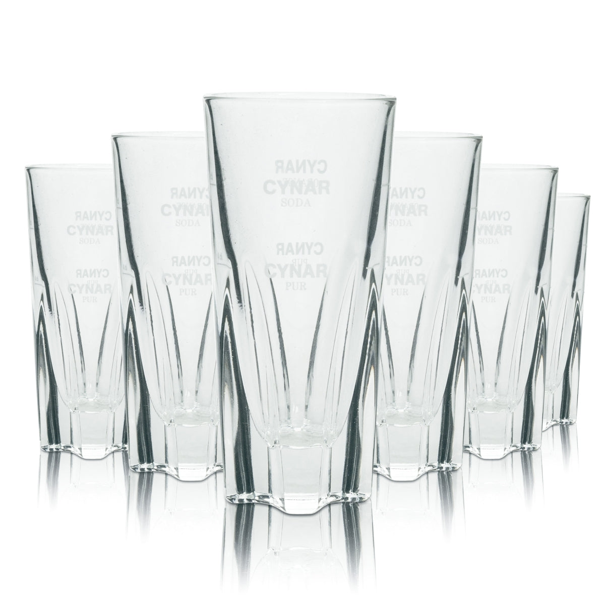 6x Cynar Amaro Glass 100ml On Ice Glasses Pure Ice Cubes Longdrink Relief Print