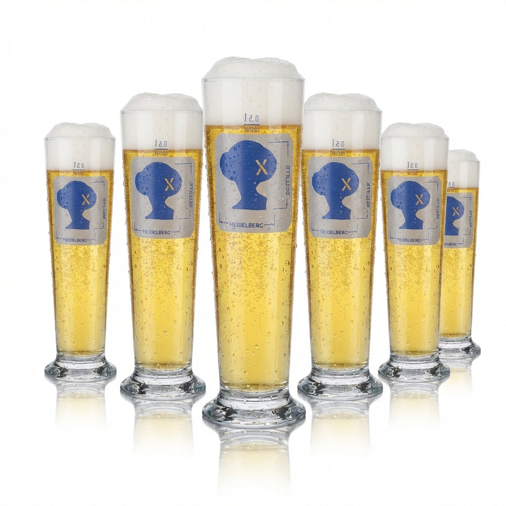 6x destylator Heidelberg szklany 0,5 l szklanka piwna zestaw szklanek gastronomicznych z podziałką