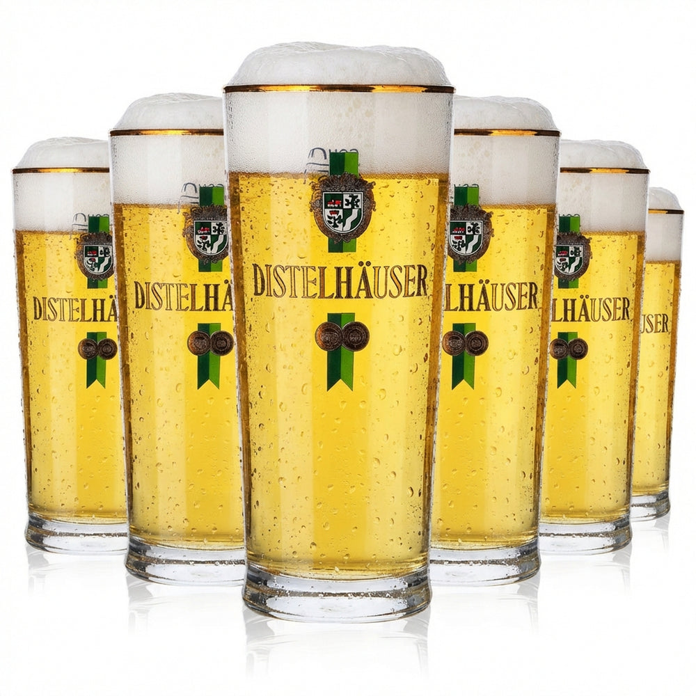 6x Distelhäuser Bier Szklanki do piwa 0,25 l Kubki Złota obwódka Sahm