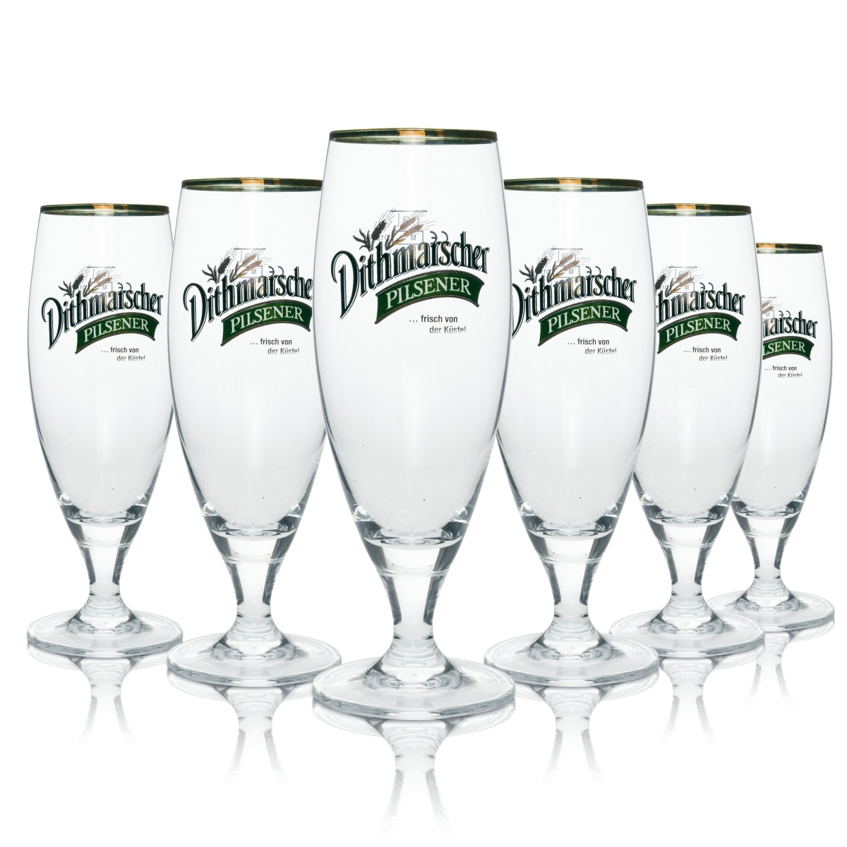 6x szklany kielich do piwa Dithmarscher Pilsener "...świeżo z wybrzeża!" 0,3l Ritzenhoff