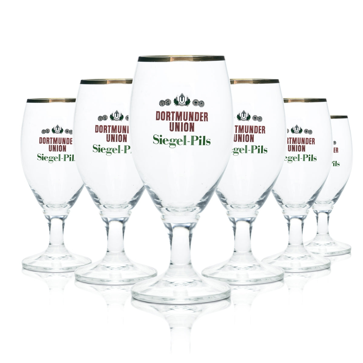 6x szklanka do piwa Dortmunder Union 0.3l uszczelka pilsner goblet tulipan złoty brzeg szklanki dąb