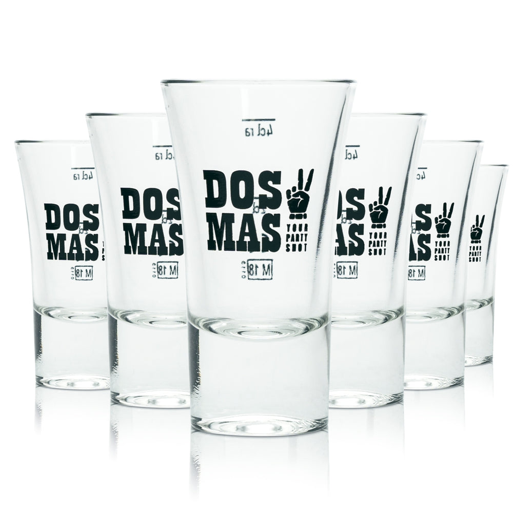 6x Dos Mas Glass 4cl Shot Short Stamper Glasses Gastro Pub Bar Party Tequila