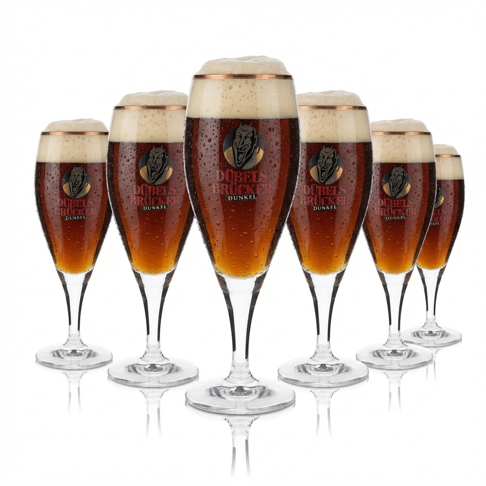 6x Dübelsbrücker ciemne piwo Szklanki do piwa Szklanki Pucharowe 0,3 l  Opal Złota obwódka