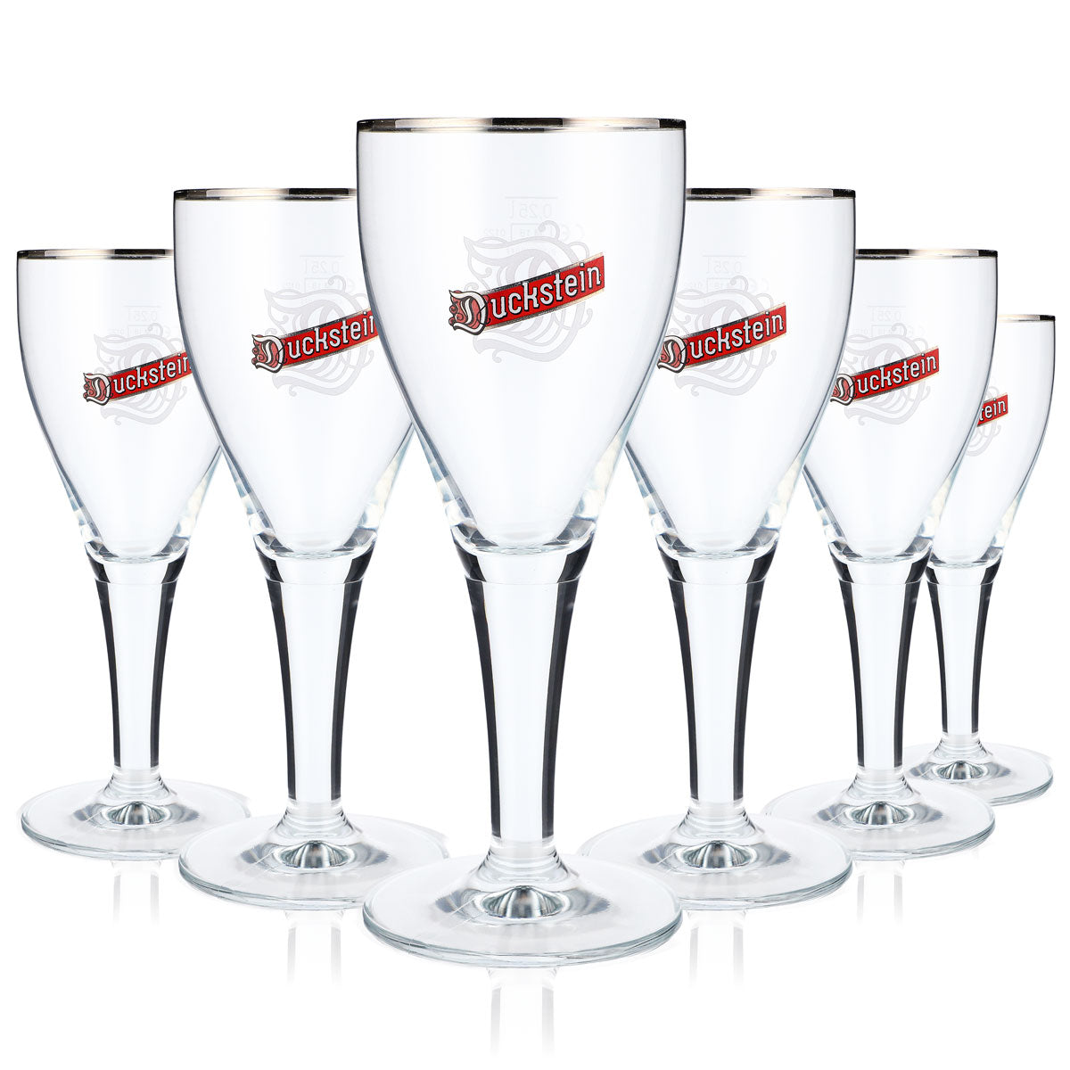 6x szklanki do piwa Duckstein 0,25 l, kształt pucharu, platynowa obwódka, duże logo Harzer – Widok 5