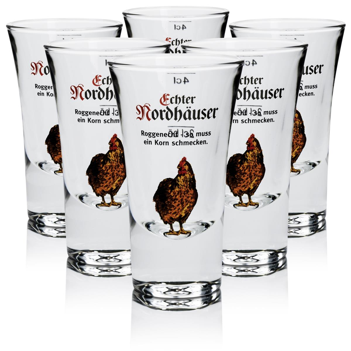 6x Echter Nordhäuser Korn szkło 4cl Shot