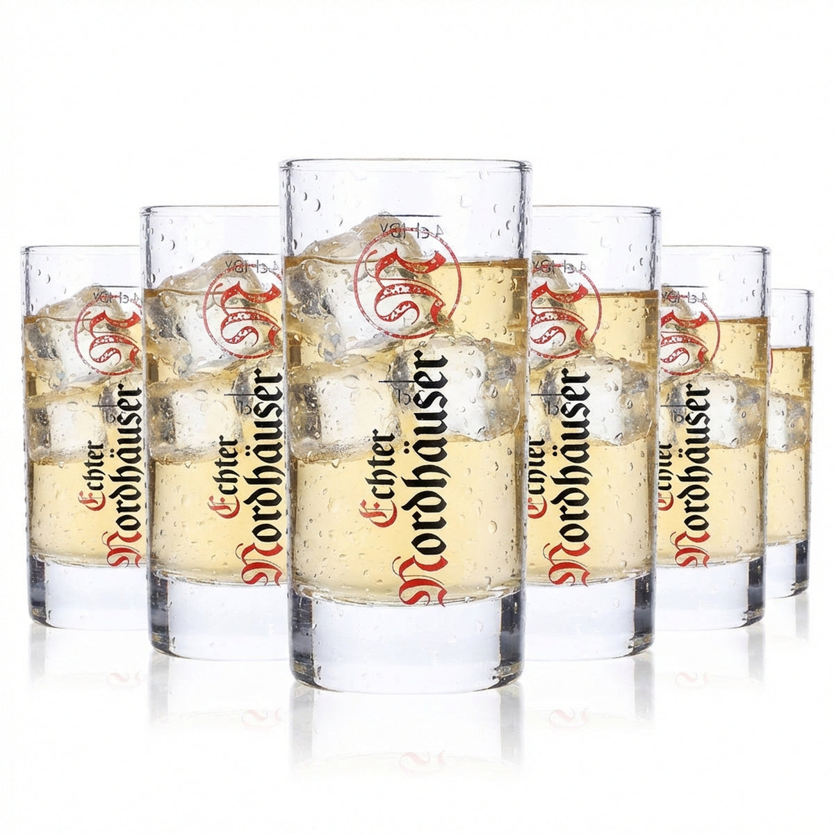 6x Echter Nordhäuser Korn Szklanka Stamper 4cl Kieliszek Logo Pionowe IDY