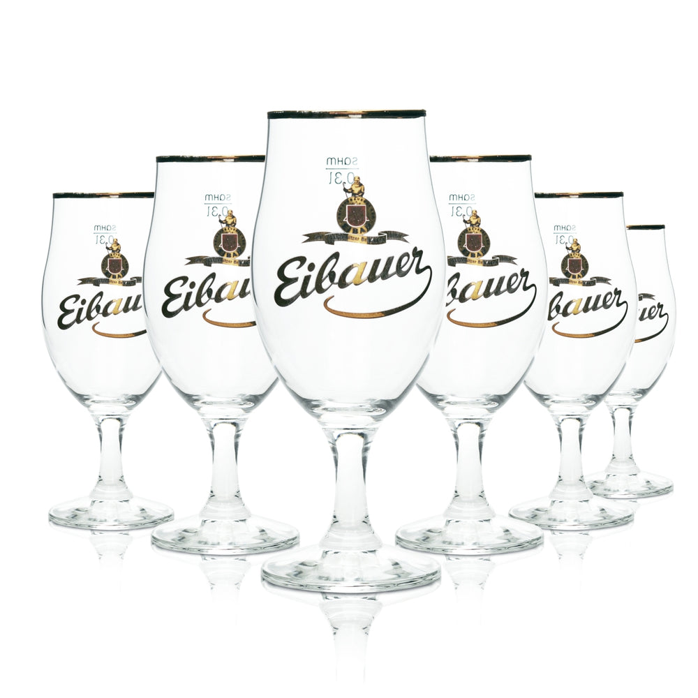6x Eibauer szklanka do piwa goblet 0.3l złota obręcz Rastal tulipan szklanki pilsner bar stemware