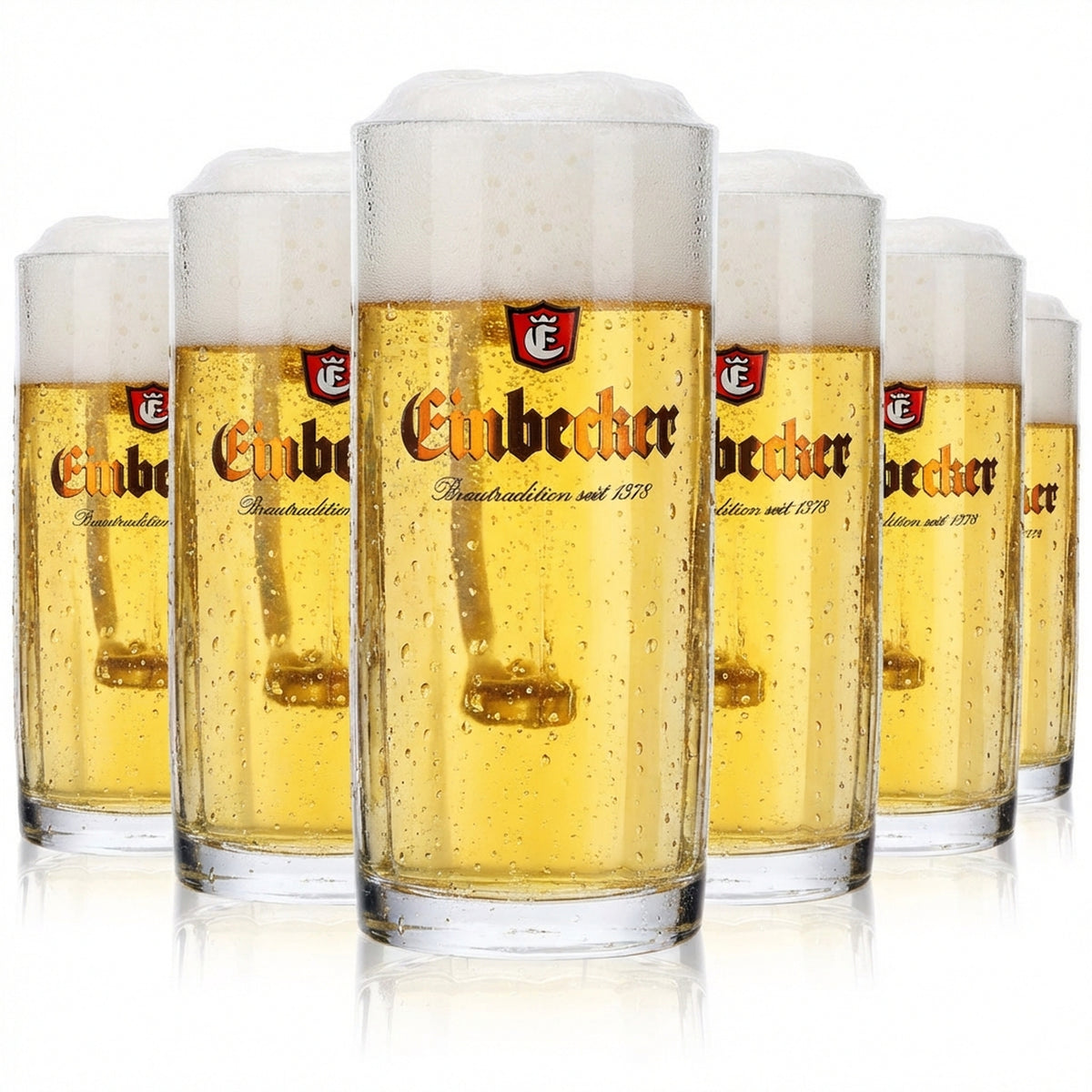 6x szklanka do piwa Einbecker 0,2 l, złoty napis, relief Sahm Moldau, szklanki do piwa
