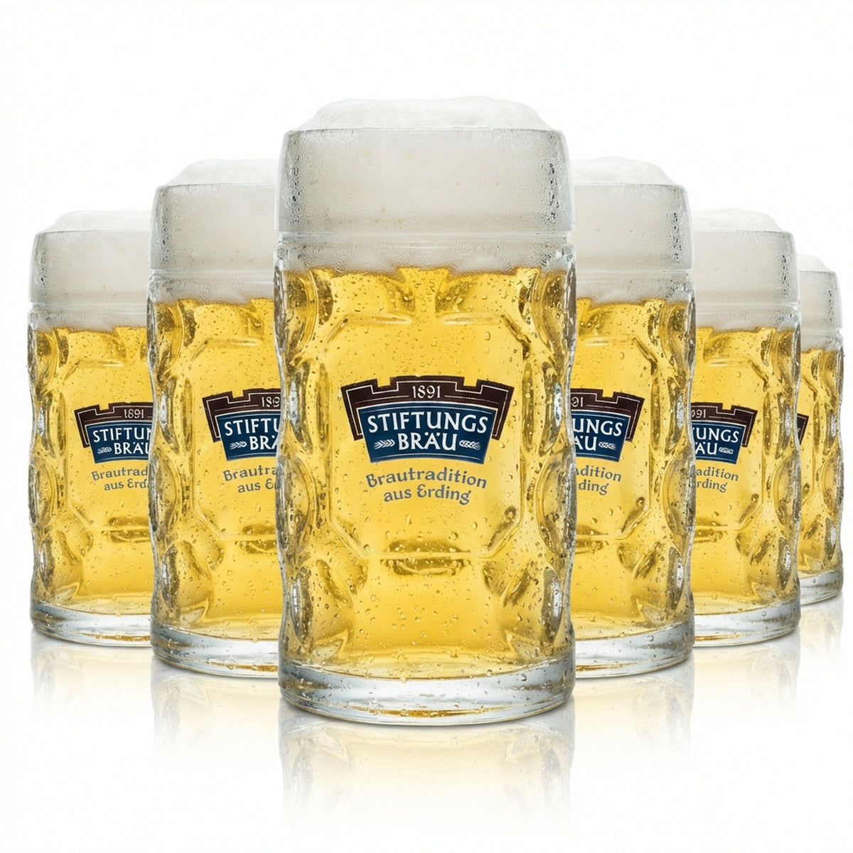 6x Erdinger szklanka do piwa 0,5l kufel Stiftungs-Bräu Isar Seidel szklanki uchwyt płaskorzeźba