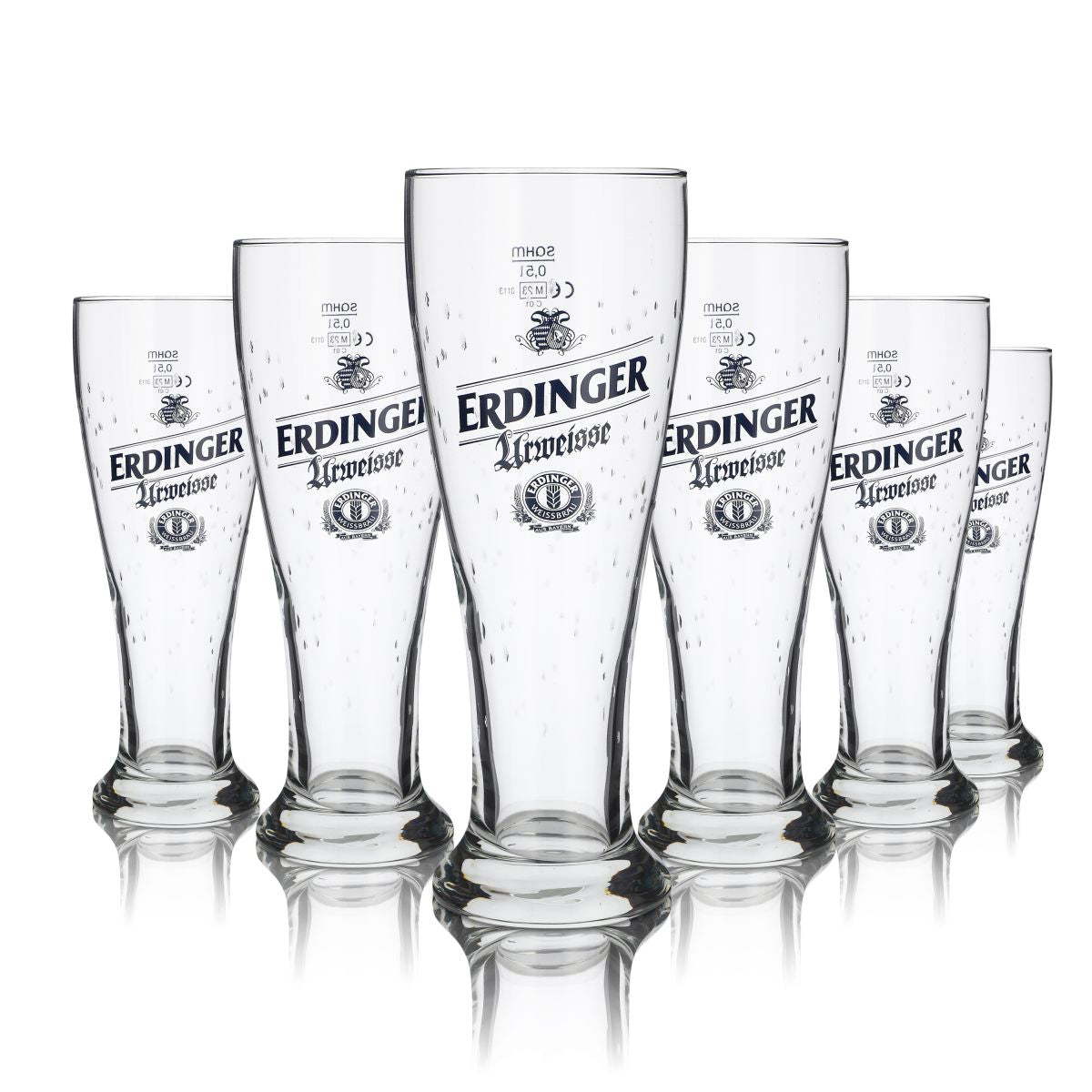 6x Erdinger Urweisse Szklanka 0,5 l Szklanka do piwa pszenicznego Hefeweizen Szklanki z motywem kropli