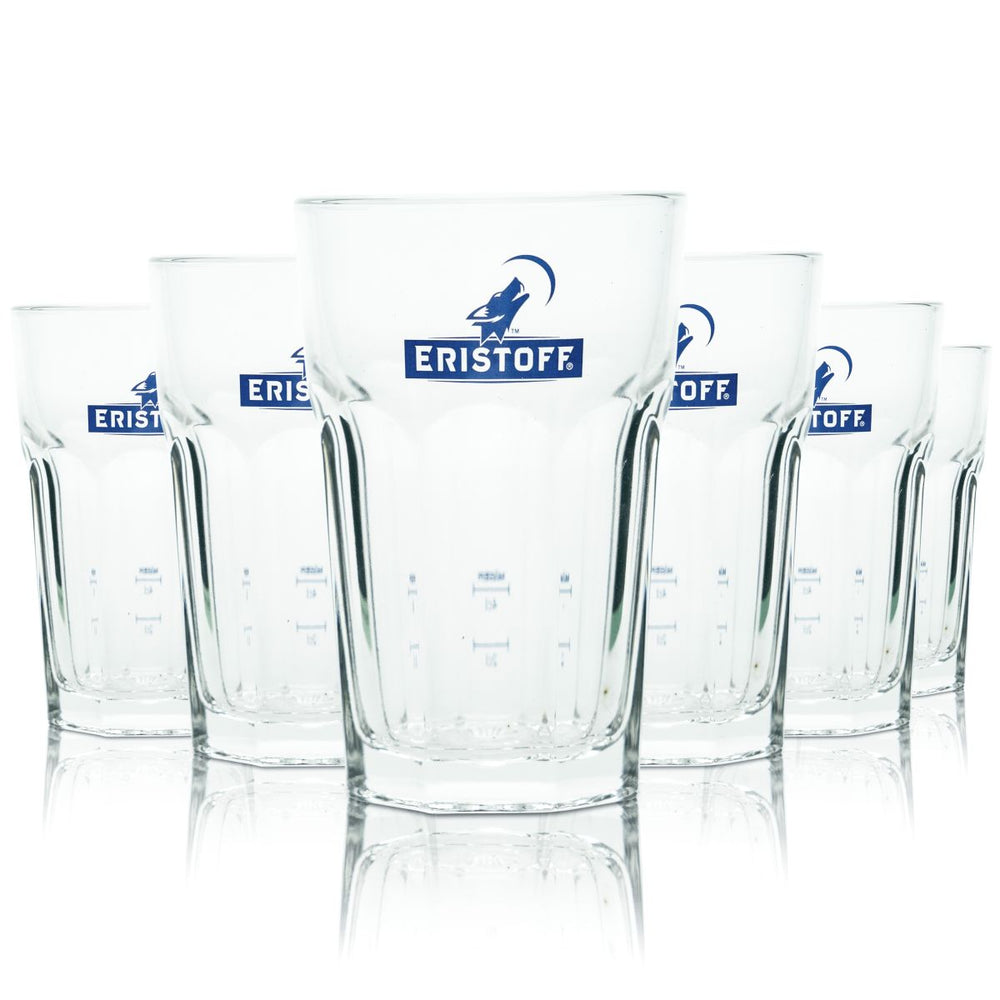 6x szkło Eristoff 0,25l szklanki do long drinków Kieliszki koktajlowe Wódka Ember Haze Aperitif