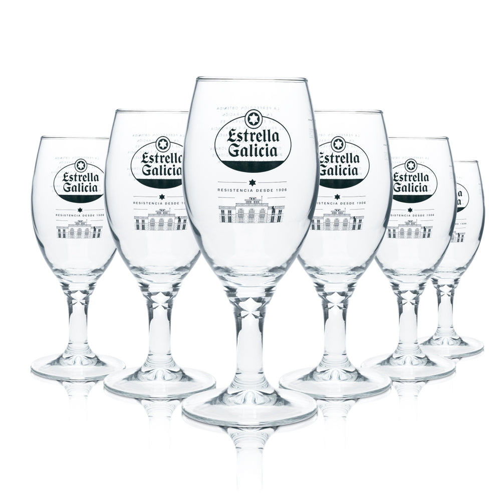 6x Estrella Galicia Szklanka do piwa 0,3l Goblet Tulip Cerveza Szklanki Gastro Hiszpania Taza
