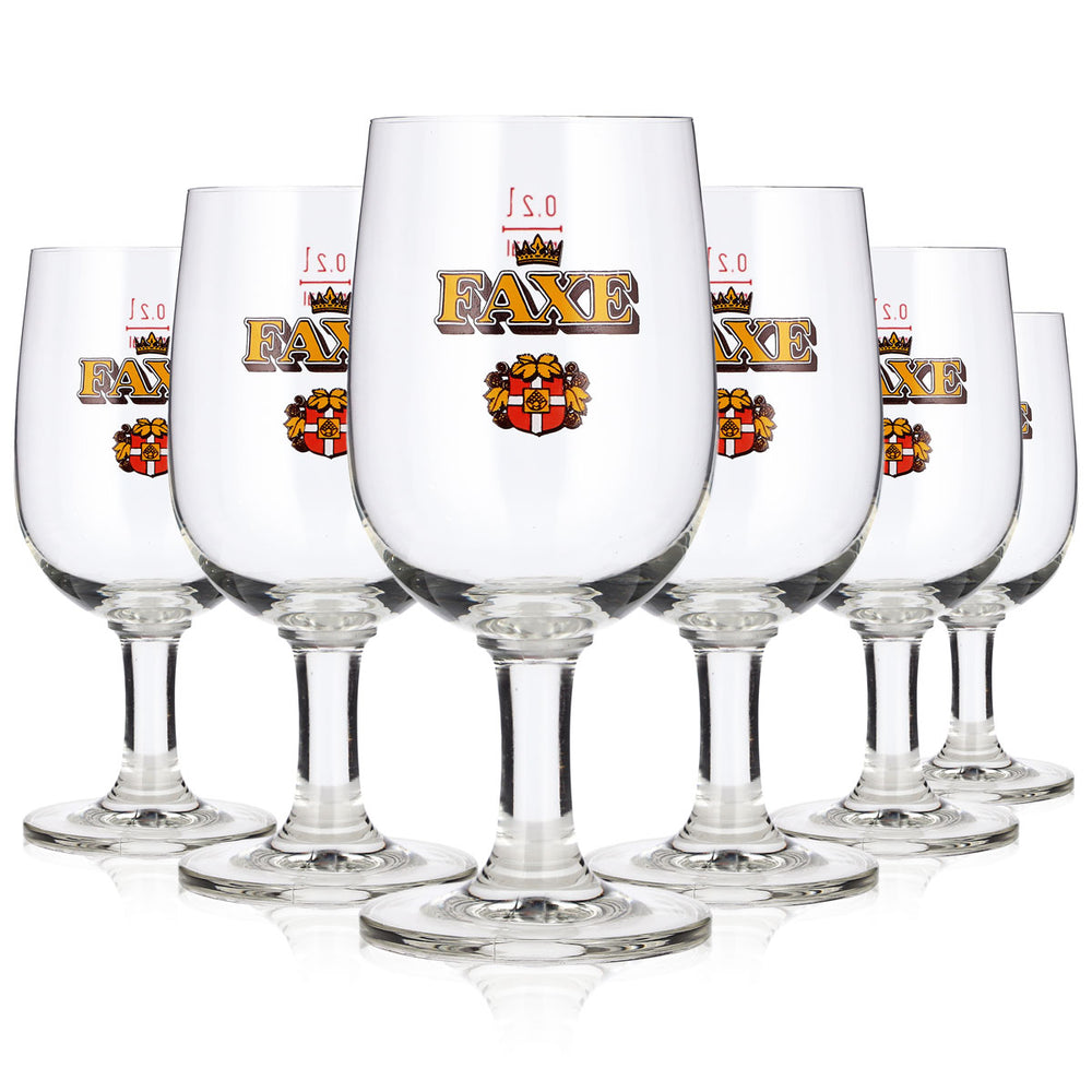 6 szt. szklanek do piwa Faxe, 0,2 l, pucharowe, Rastal König-Tulpen