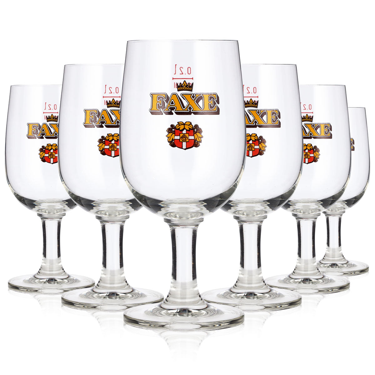 6 szt. szklanek do piwa Faxe, 0,2 l, pucharowe, Rastal König-Tulpen