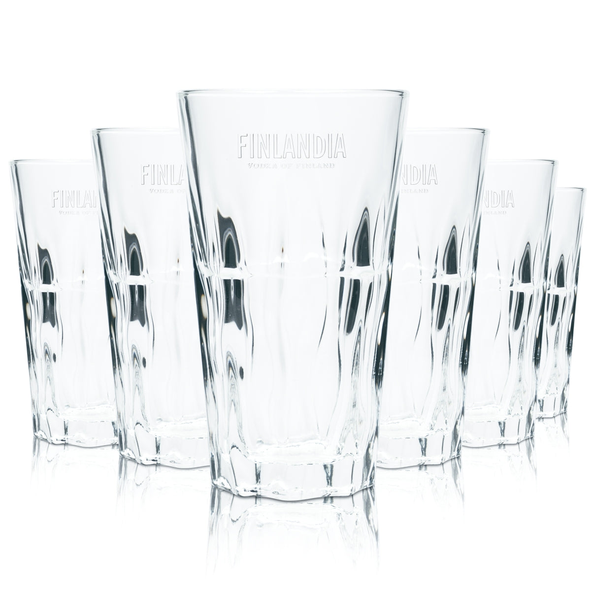6x Finlandia Vodka Glass 0,25l Longdrink Relief Contour Glasses Cocktail Cut