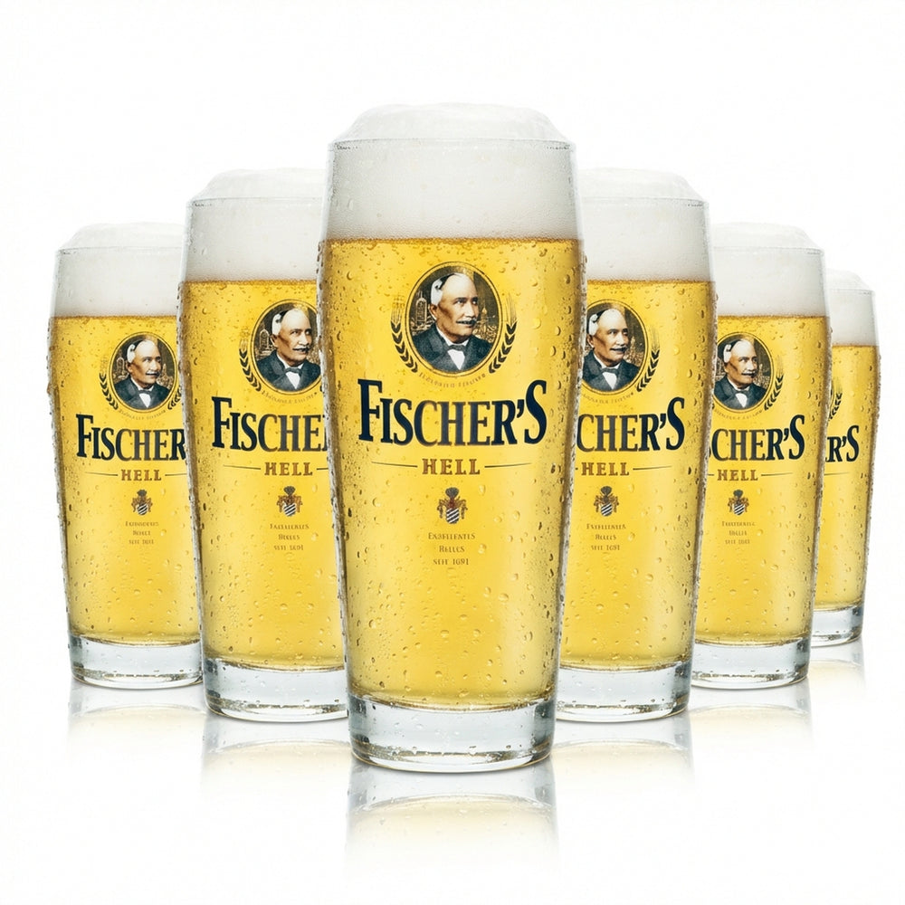 6x Fischers Beer Glass 0,5l Mug Bright Sahm Willi Glasses Pils Cup Tulip Beer